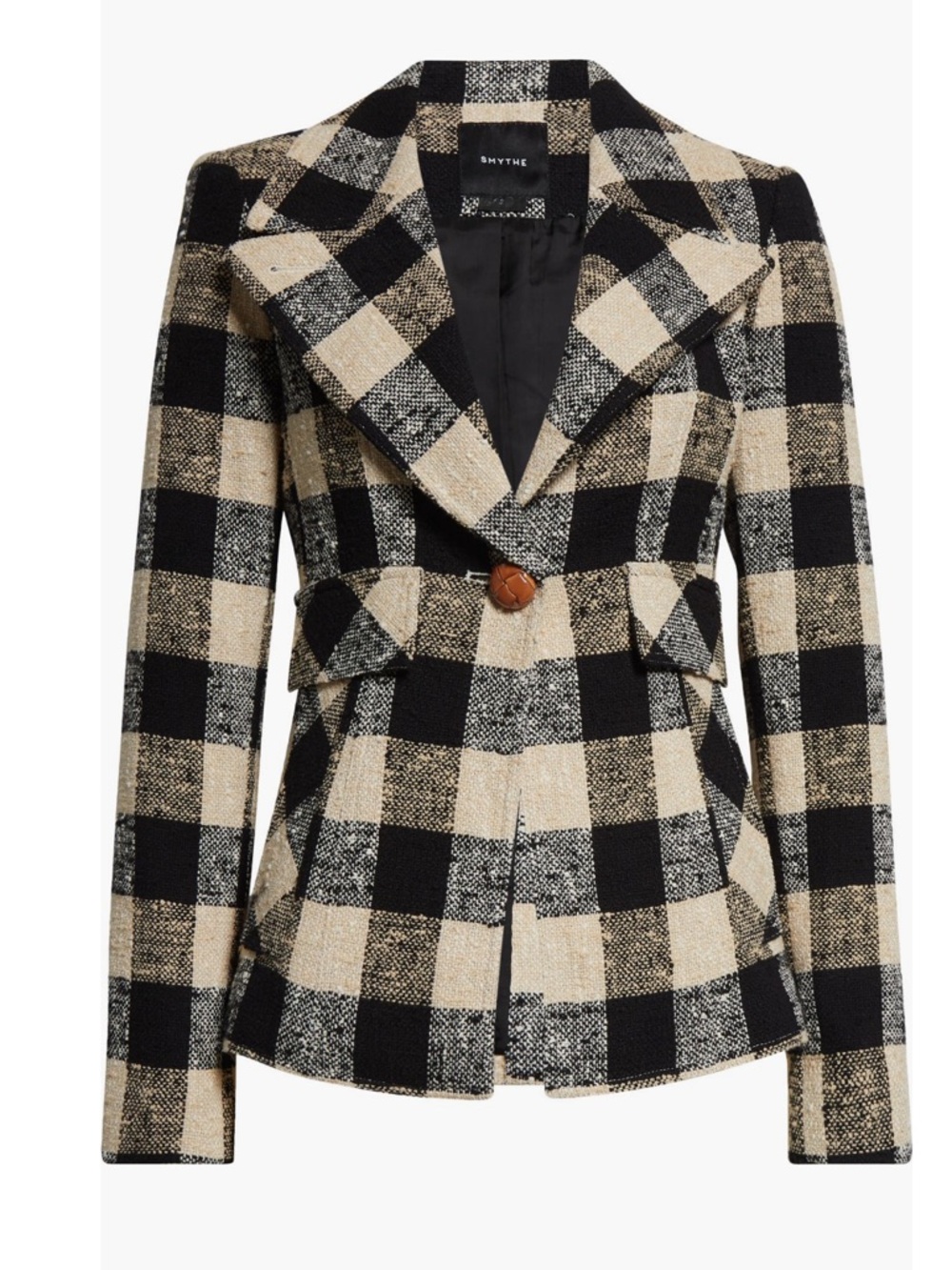 Smythe Tailored Two-Tone Check Cutaway Blazer Size 6